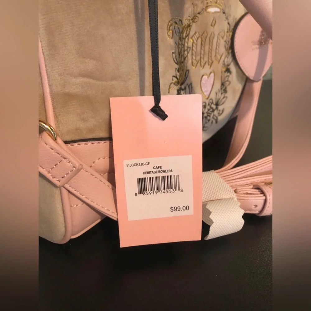 Y2K Juicy Couture Heritage Bowler Velour Bag Pink Gold Hardware NWT Top Handle